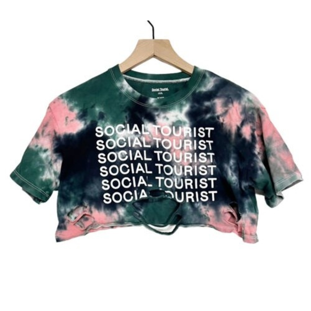 Social Tourist Womens Tie Dye Hollister Crop Top Size XXS Short Sleeve Tee